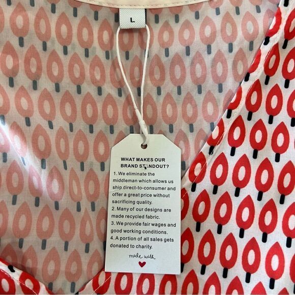 NWT Recycled Orange Graphic Print V-Neck Ruffle Sleeve Top -- L - Picture 12 of 12